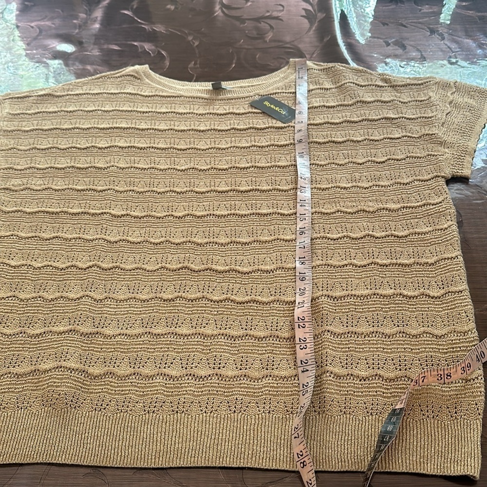Style & Co Tan Ribbed Boxy Blouse - Picture 5 of 7